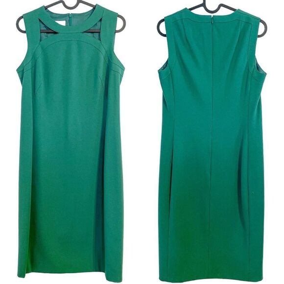 AKRIS Cutout Neckline Sheath Dress Green 6 - Picture 4 of 8